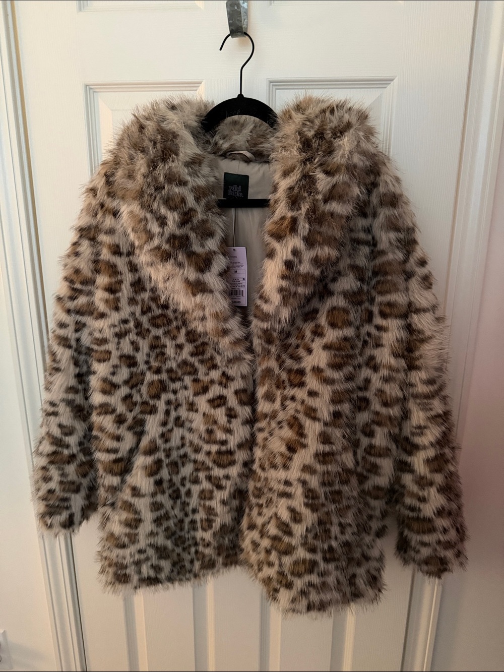 wild fable Leopard Print Faux Fur Jacket - Brown & Cream